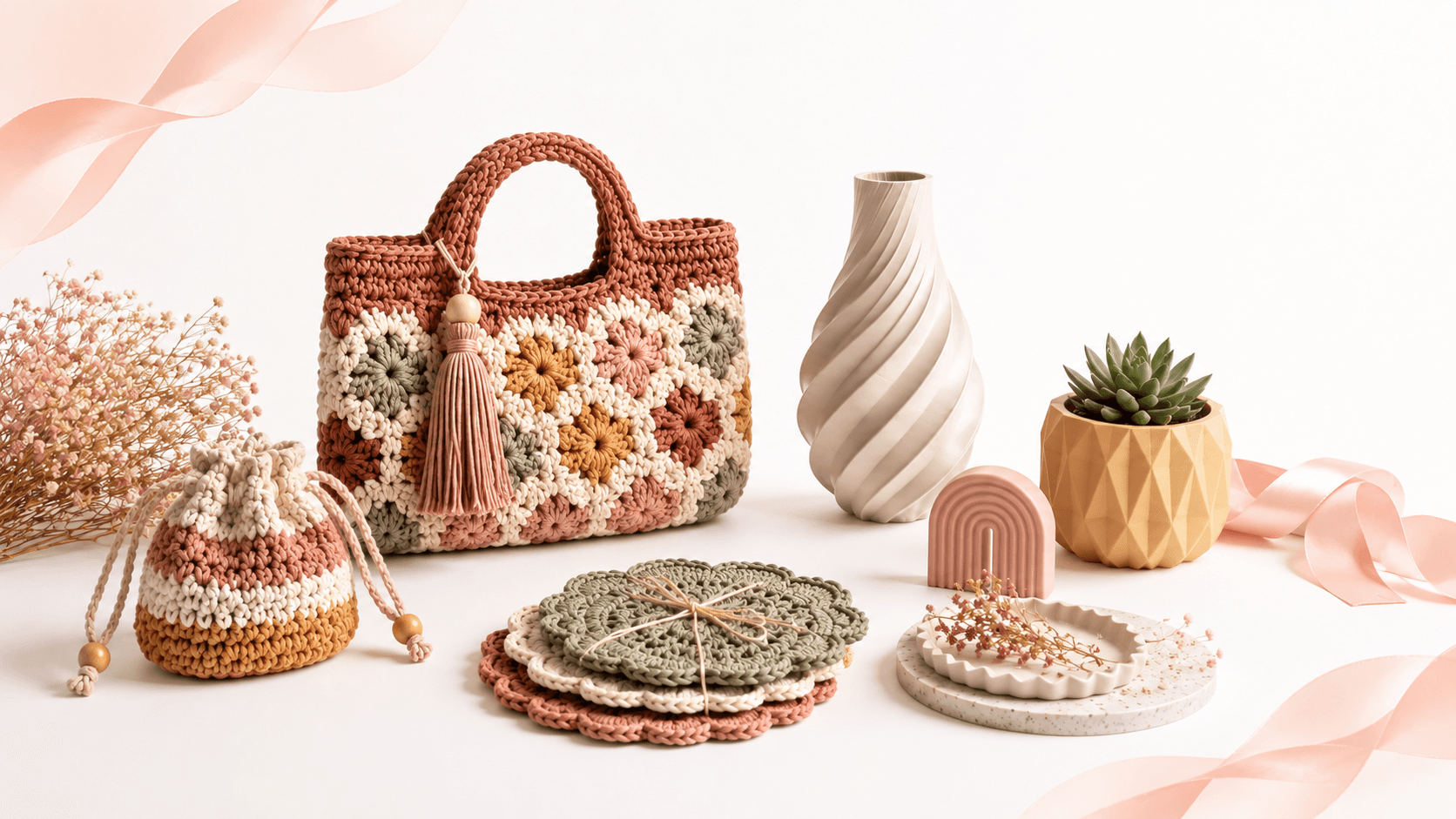Crochet gifts and 3D printed home decor collection